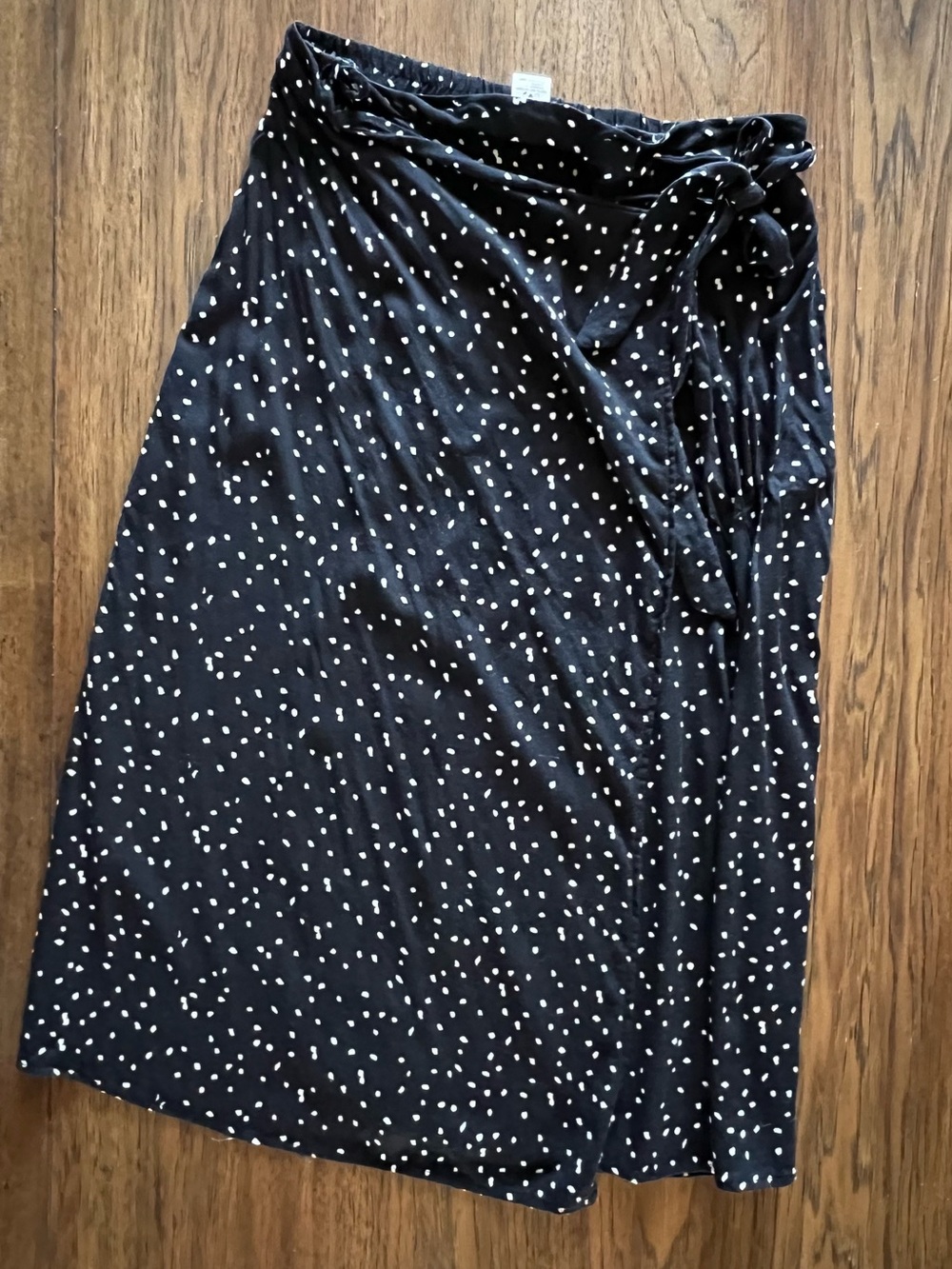 URBAN Romantics Black and White Polka Dot Midi Wrap Skirt